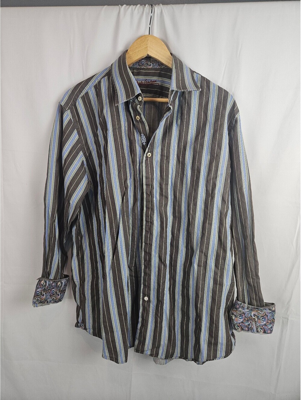 Robert Graham Men's Long Sleeve Button-Up Shirt Flip Cuffs